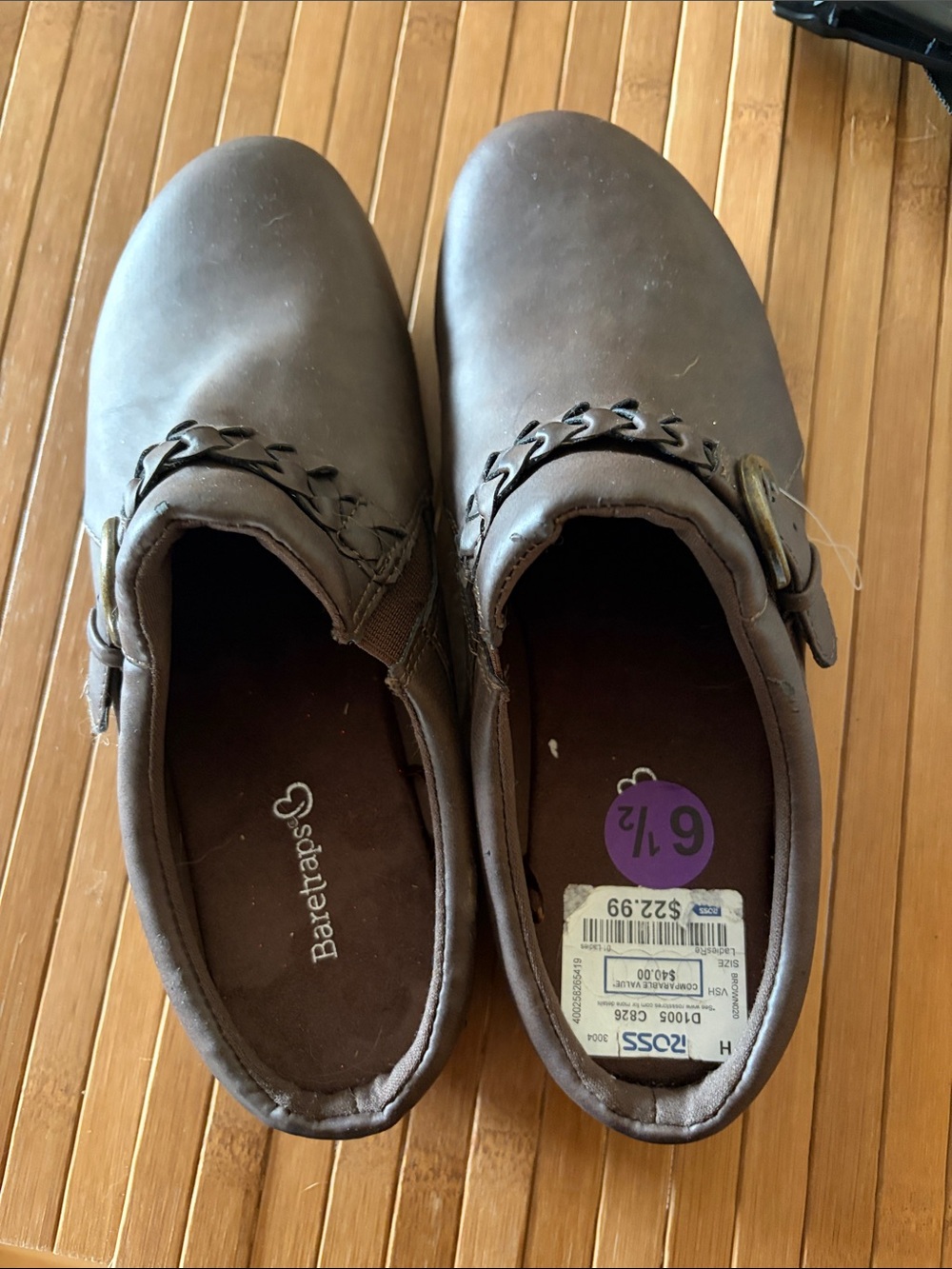BareTraps Brown Slip-On Loafers with Buckle Accent